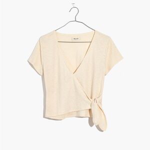Madewell Texture & Thread short sleeve tie front wrap blouse